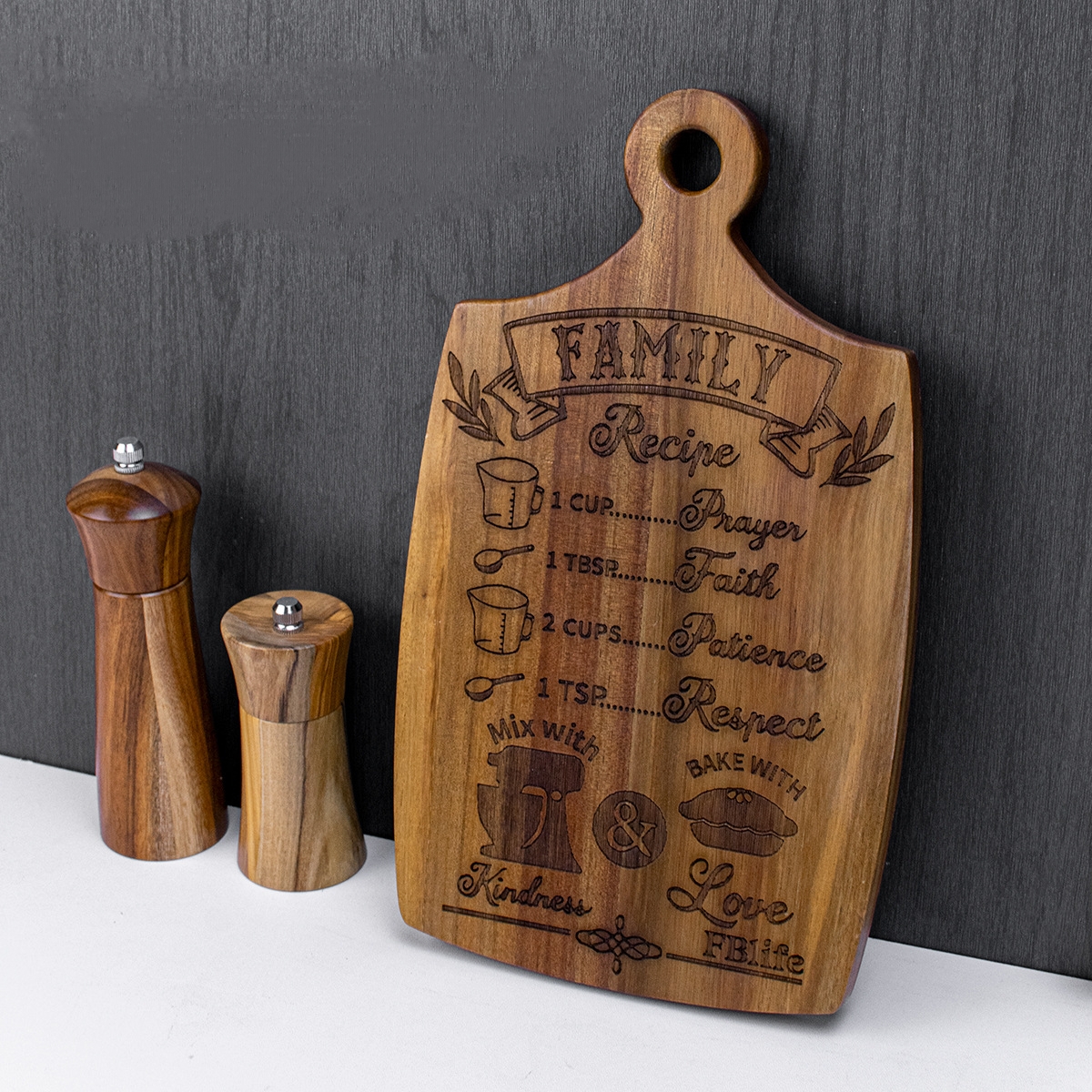Classic Acacia Wood Cutting Board with Handle – Rustic Serving & Chopping Board